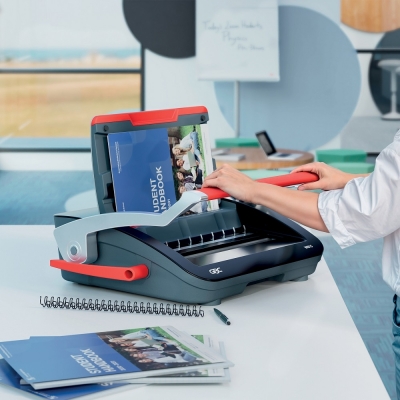 Masina de indosariat GBC WireBind WB15, manuala, cu spire metalice, A4, 15/125 coli, negru-argintiu